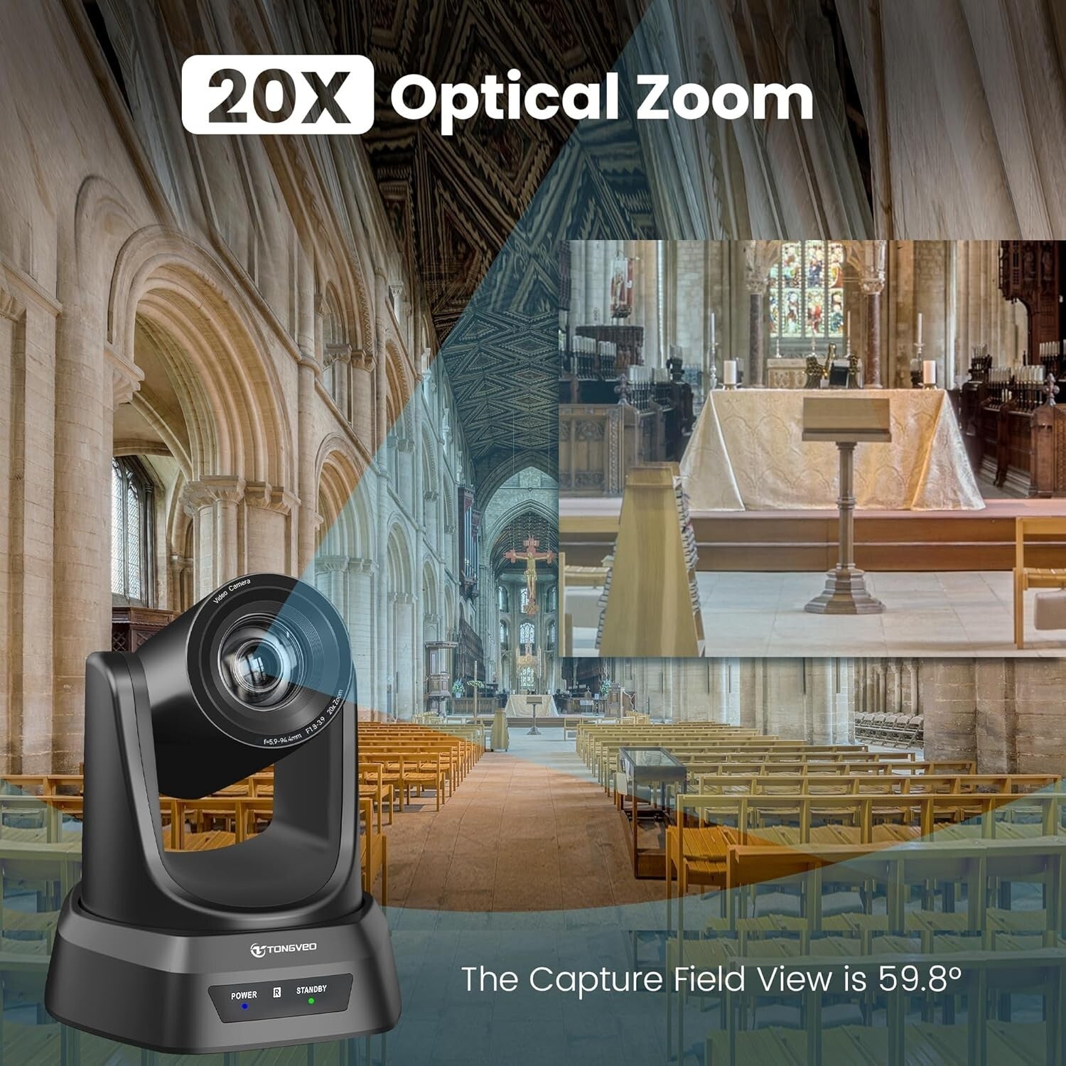 High-Definition 1080P PTZ Camera with 20X Zoom for Seamless Streaming & Lectures