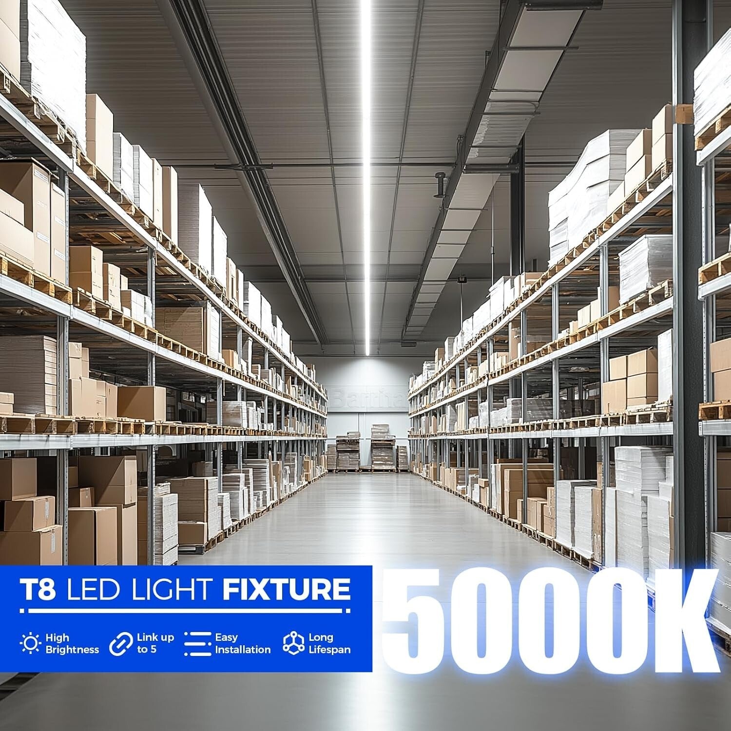 T8 LED Shop Light 6FT, 8500LM, 5000K - Bright Linkable Garage & Workshop Lights