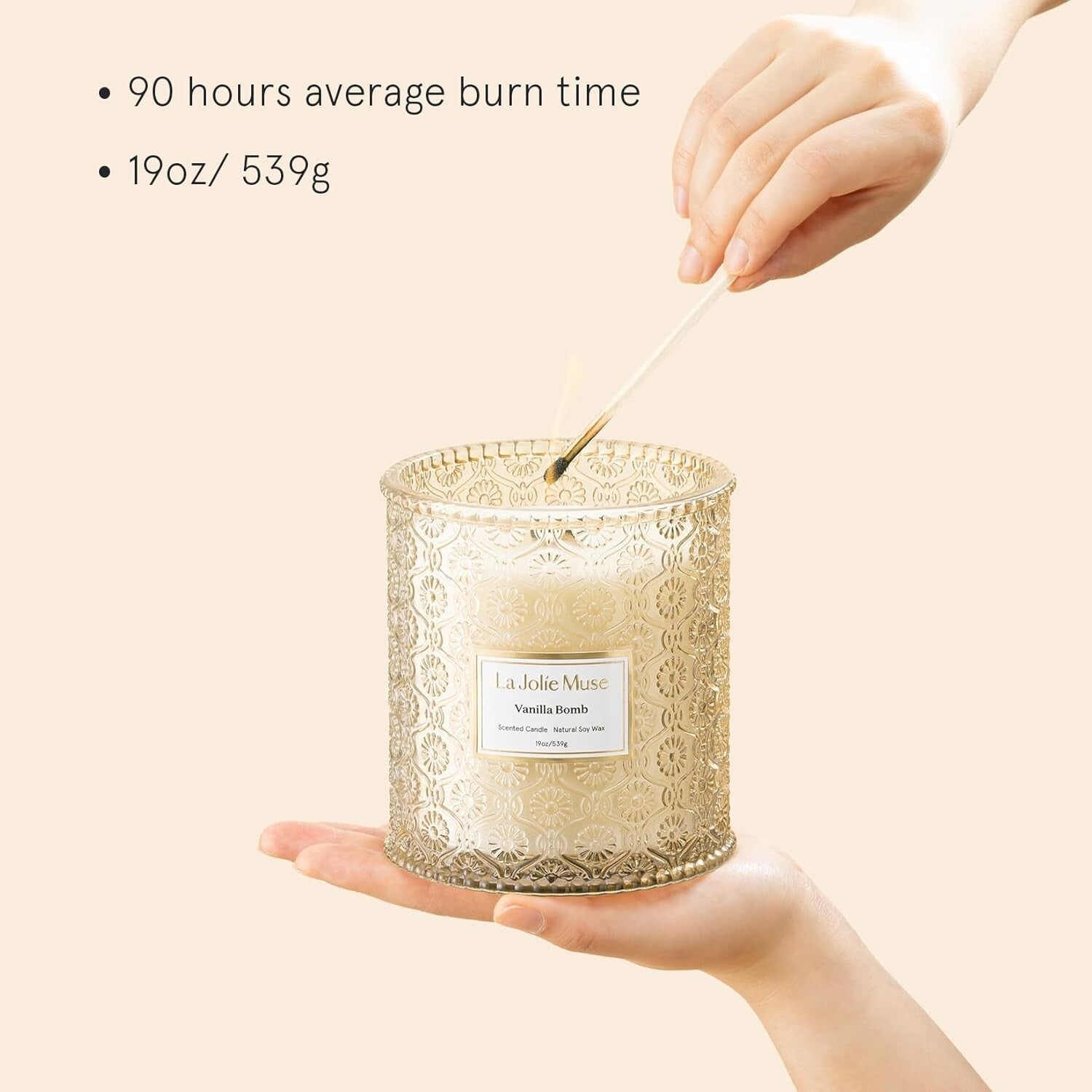 Eco-Conscious Vanilla Bomb Large Candle – 90 Hours of Relaxing Home Fragrance