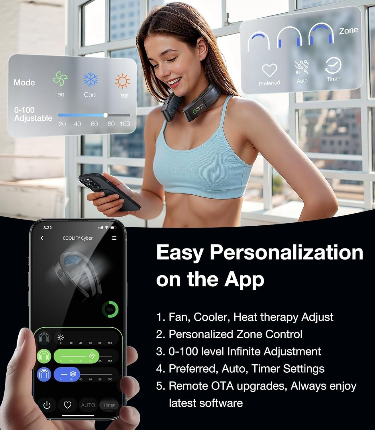 Personalized Wearable Air Conditioner with Fast Charging - Ultimate Comfort Gift