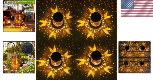 4 Pack Solar-Powered Hanging Hummingbird Lanterns - Elegant Outdoor Decor