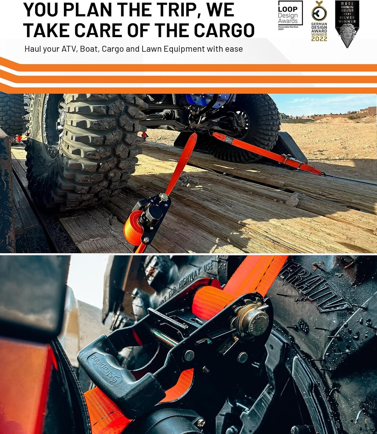 Adventure-Ready 2PC Ratchet Straps - Secure 5,000 lbs for ATV, UTV, Cargo