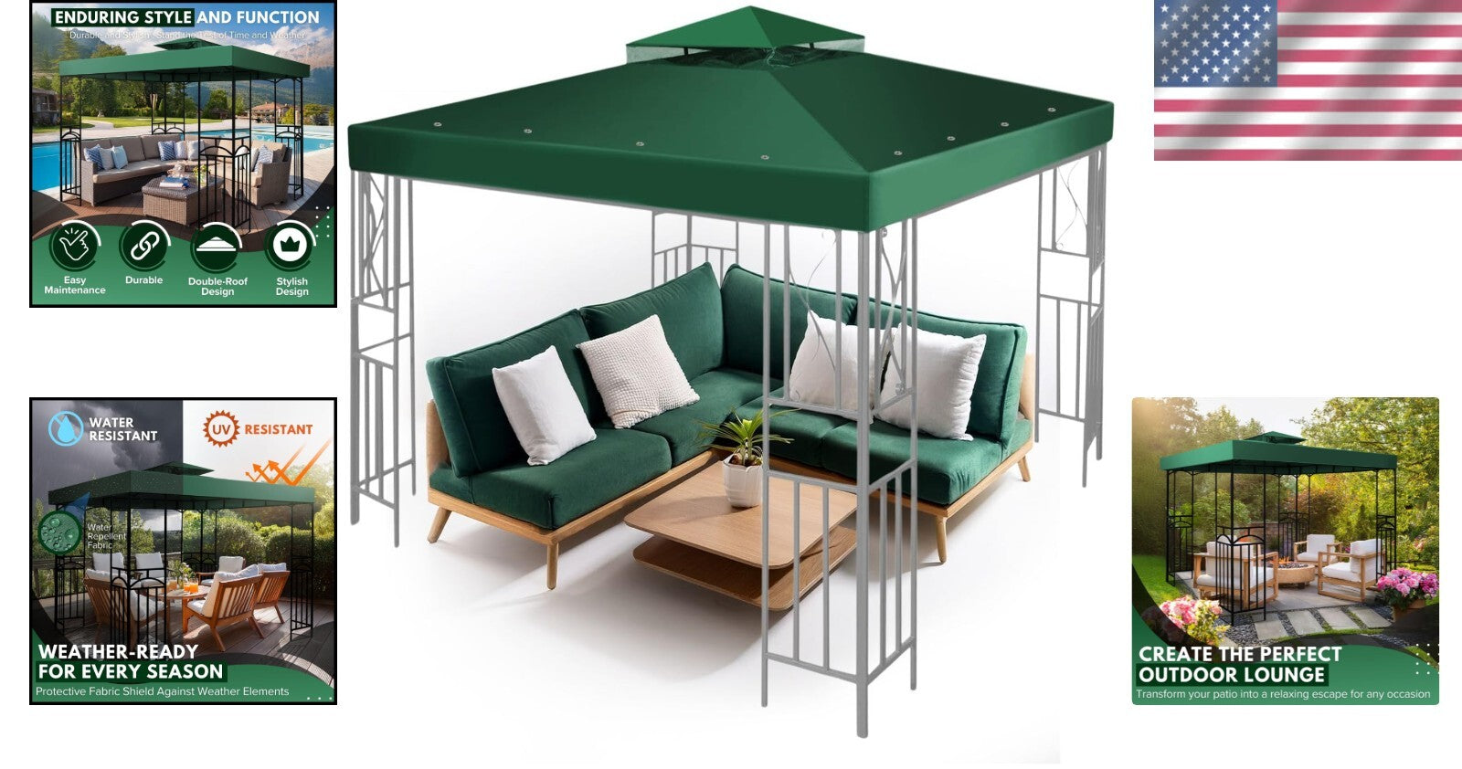 Double Tier 10x10 Gazebo Replacement Canopy - Water-Resistant & Easy Setup