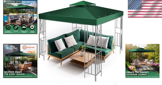 Double Tier 10x10 Gazebo Replacement Canopy - Water-Resistant & Easy Setup