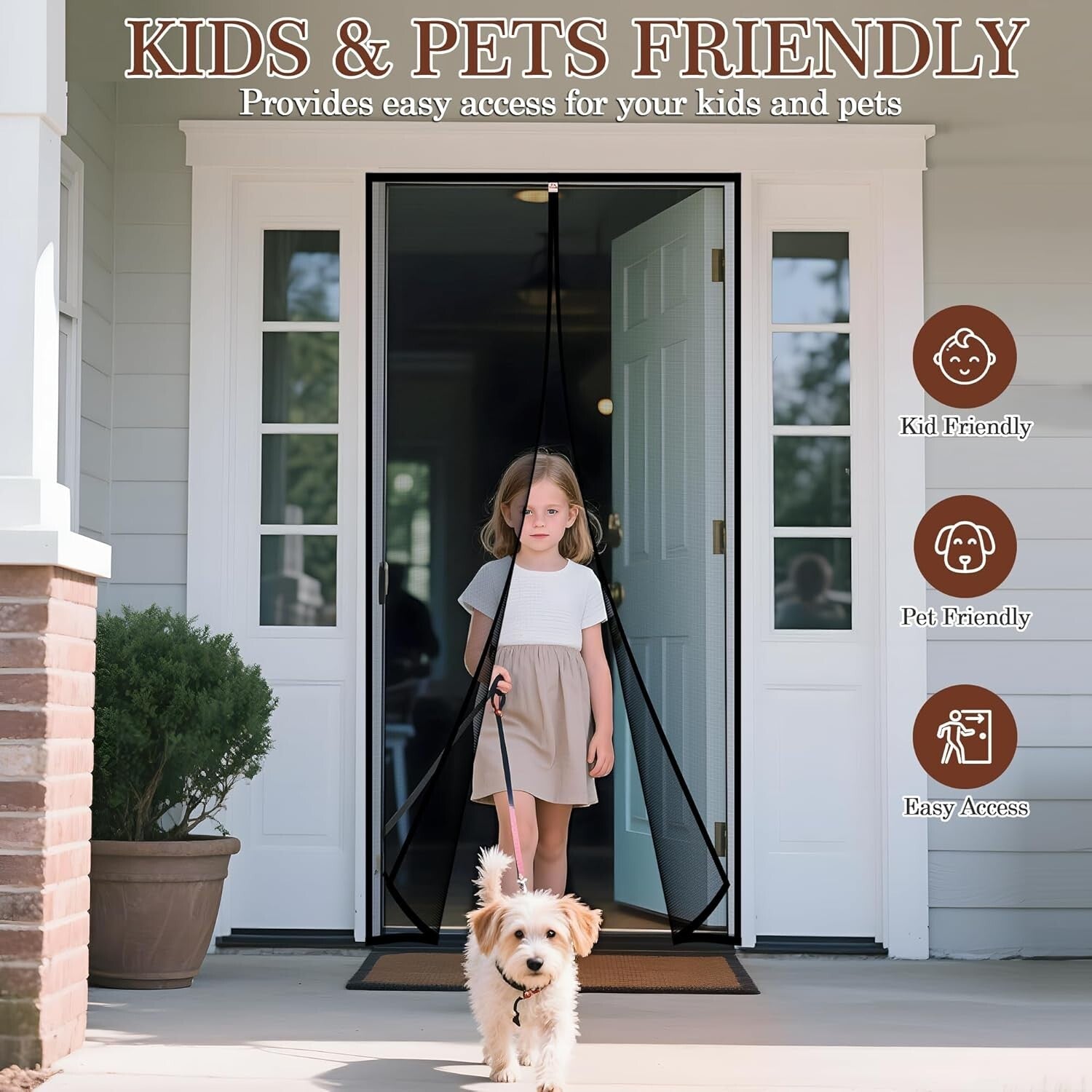 Magnetic Screen Door 76" x 81" - Fits 74" x 80" Sliders - Pet-Friendly Entry