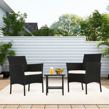 Load image into Gallery viewer, Comfortable Patio Wicker Chair Set with Glass Coffee Table for Yard Bliss