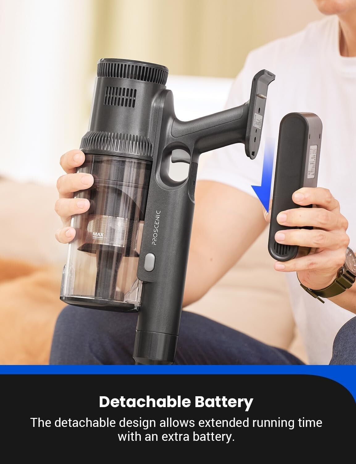 45kPa Cordless Lightweight Stick Vacuum & Mop with LED Display - 50 Min Runtime