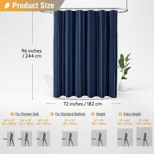 Load image into Gallery viewer, Heavy Duty 96" Long Navy Blue Shower Curtain with Grommet and Tassel Design