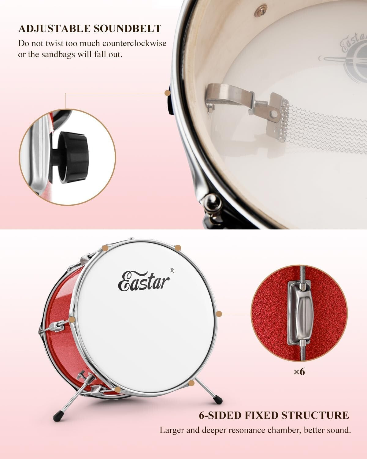 14-Inch Poplar Wood Drum Set for Kids with Cymbal & Drumming Essentials