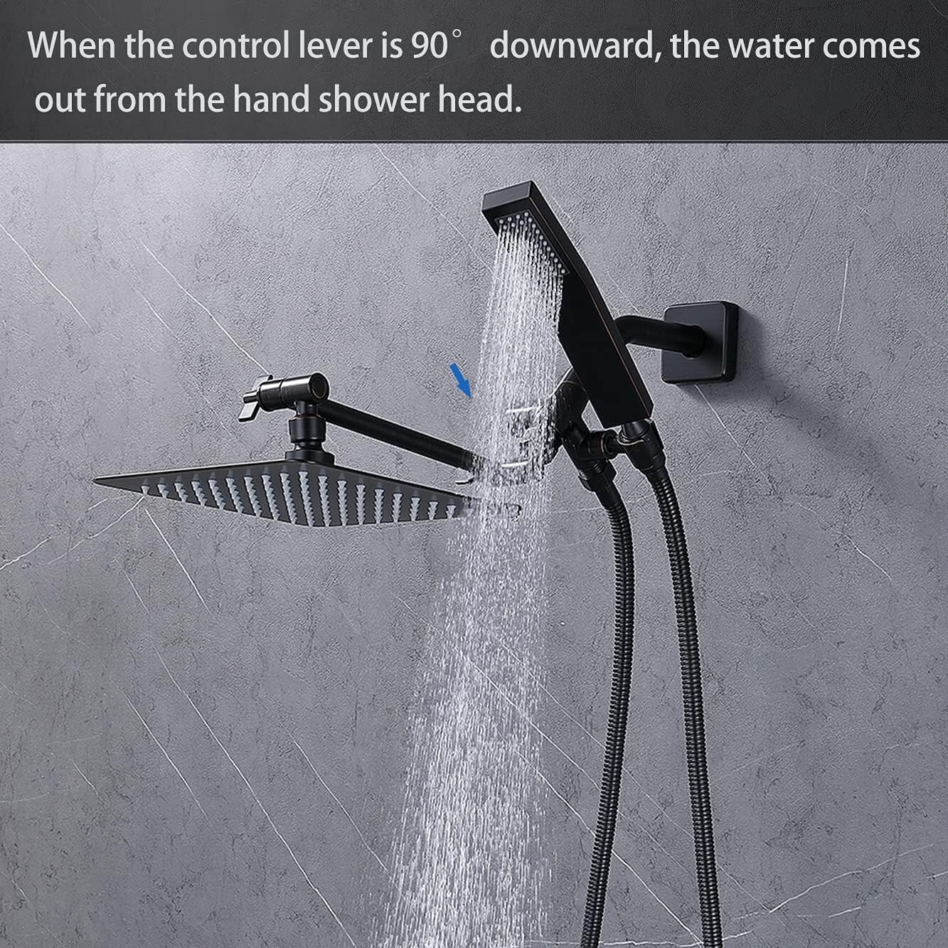 Elegant Oil Rubbed Bronze 3-Way Shower Arm Diverter with Solid Metal Holder