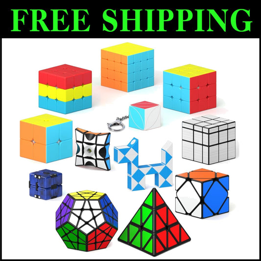 Smooth-Playing 12-Pack Puzzle Cube Set: 2x2 to Skewb - Great for All Ages