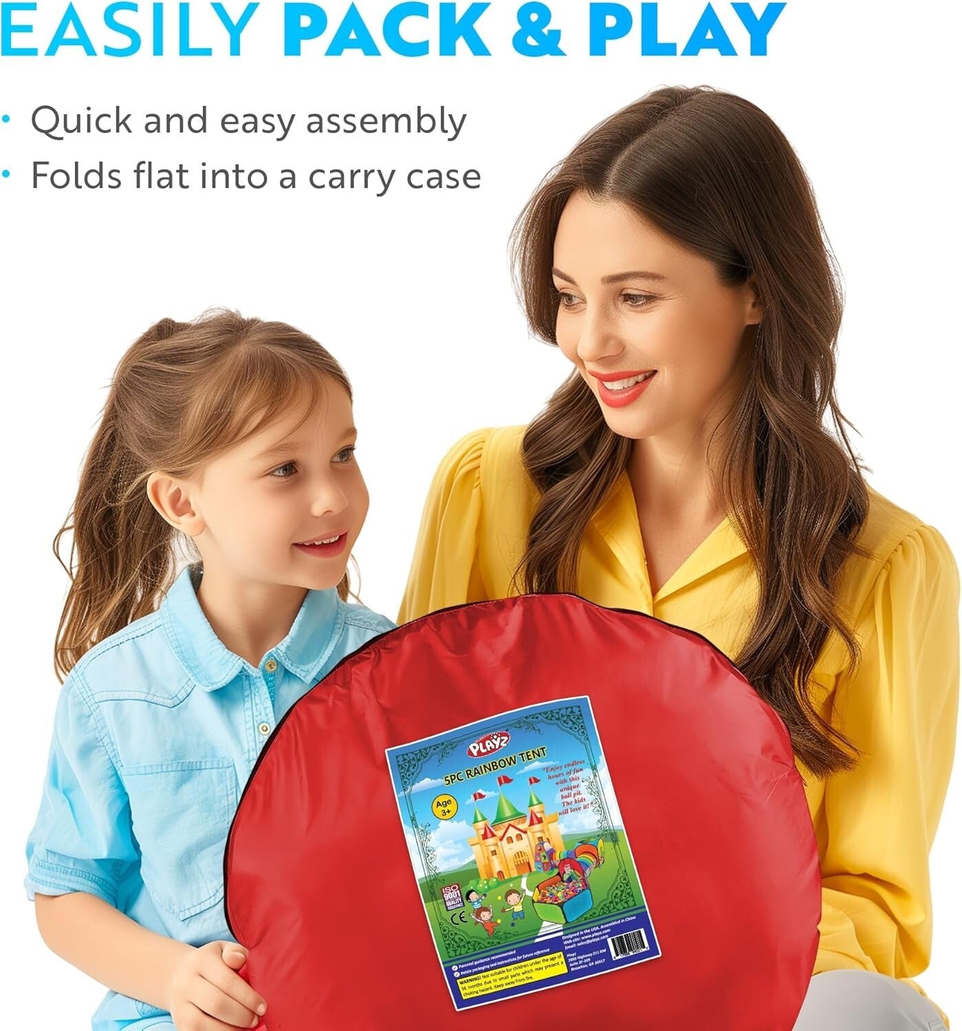 Durable 5pc Indoor/Outdoor Kids Play Tents with Crawling Tunnels & Ball Pit