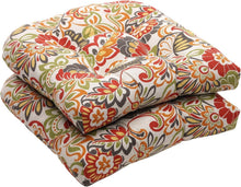 Load image into Gallery viewer, Bright Floral Tufted Seat Cushions, 19"x19", Weather &amp; Fade Resistant - Set of 2
