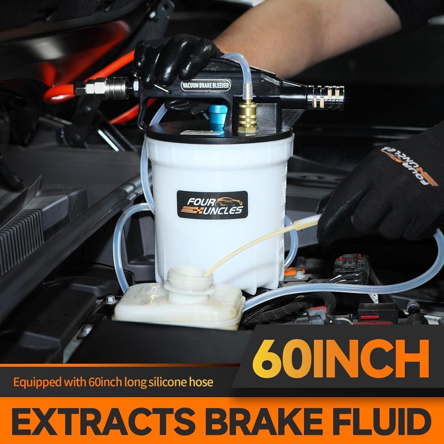 Efficient 2L Vacuum Brake Bleeder Kit with Built-in Silencer and Adapters