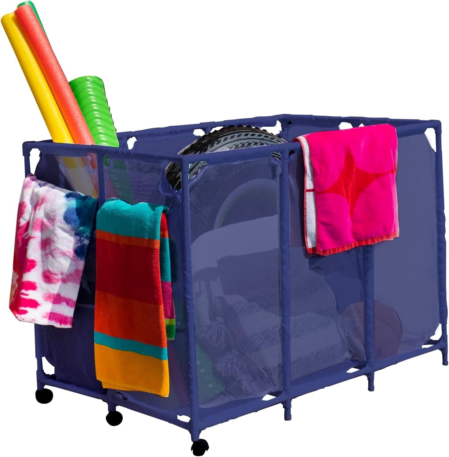 Portable Pool Equipment Organizer with 6 Pockets - Stylish Blue - 30.2" x 47.2"