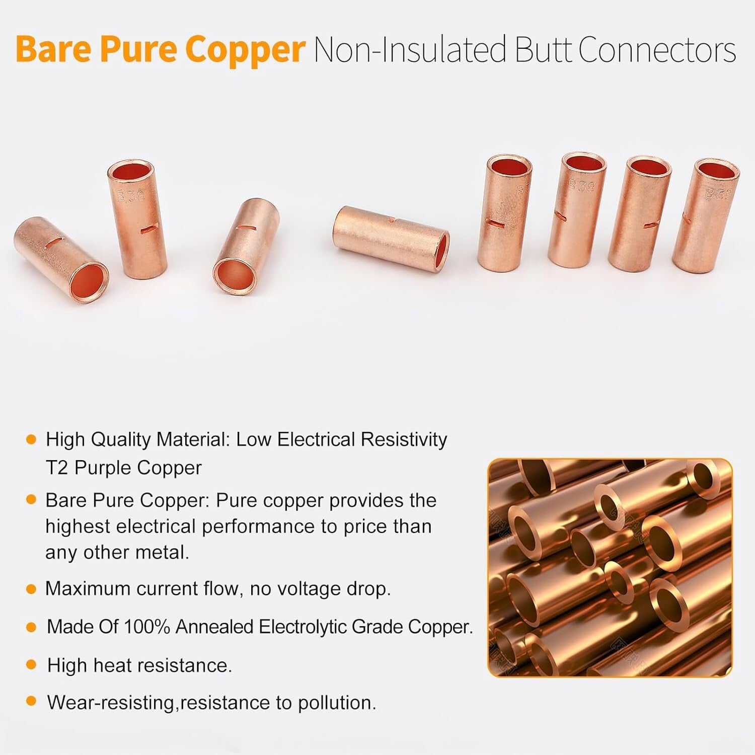 Versatile 132 PCS Non-Insulated Butt Splice Connectors - Crimp & Solder Options