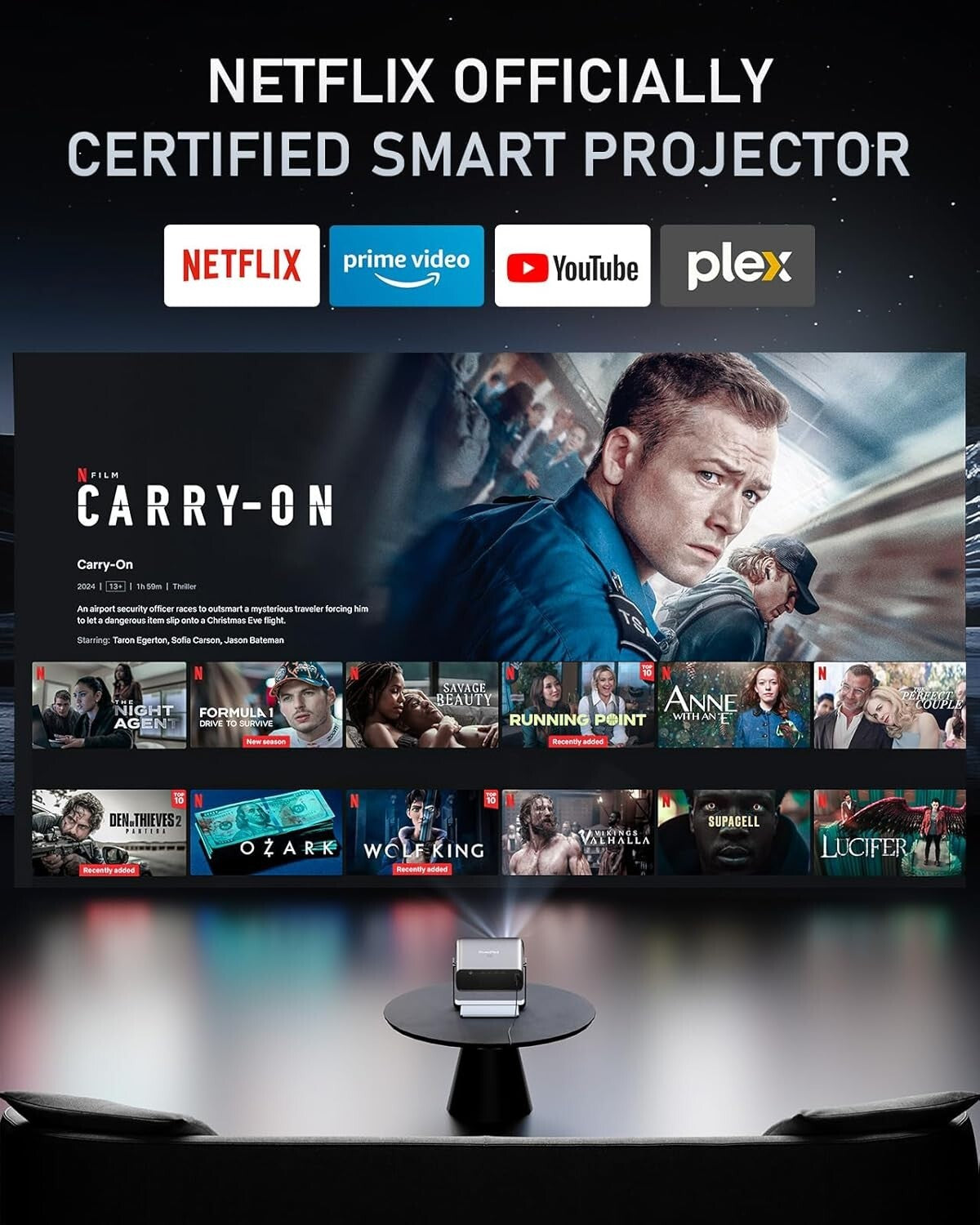 Next-Gen Projector with Built-In WiFi, Dolby Audio & Easy Setup Features