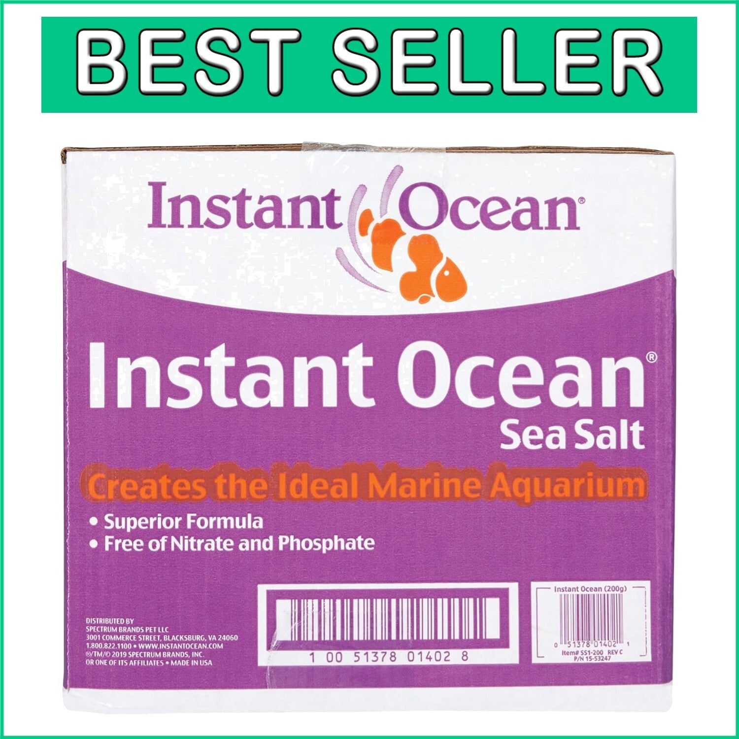 Fast-Dissolving Sea Salt for Marine Fish Tanks - 62 lbs., Optimized pH Balance