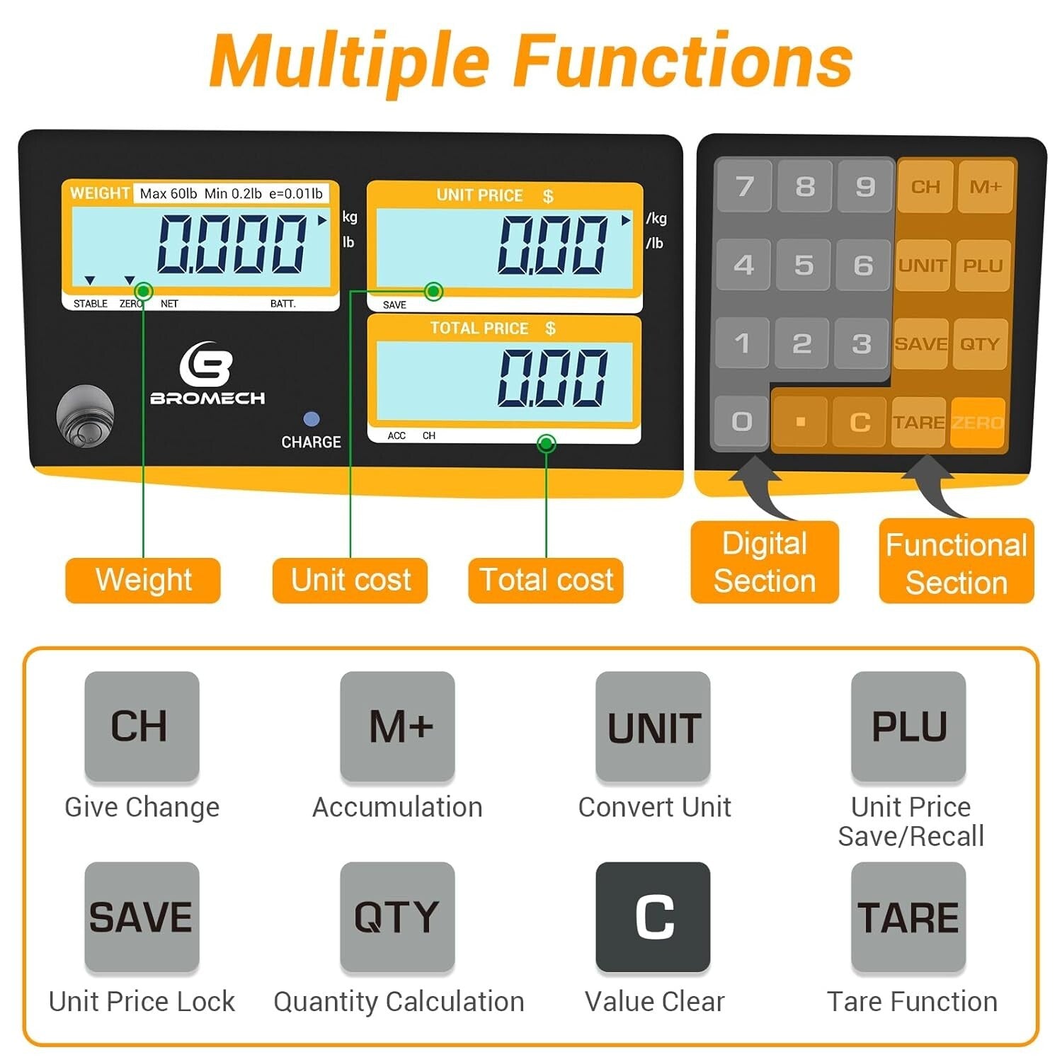 60lb Rechargeable Price Computation Scale for Deli & Market Use - NTEP Approved