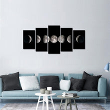 Load image into Gallery viewer, Ready to Hang Moon Phases Art - Elegant Black &amp; White Lunar Canvas Paintings