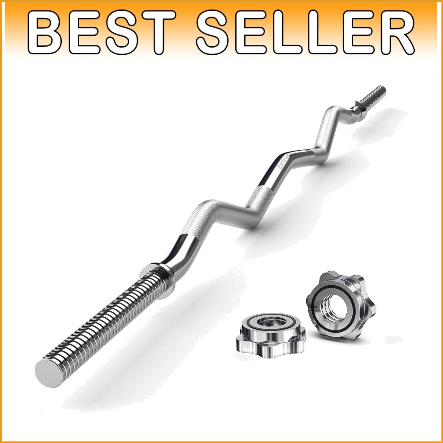 47-Inch EZ Curl Bar with Knurled Grip for Strength Training and Comfort