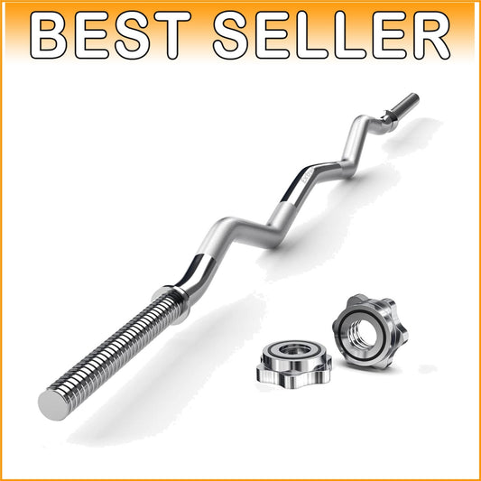 47-Inch EZ Curl Bar with Knurled Grip for Strength Training and Comfort