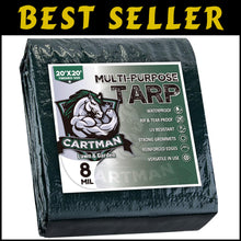 Load image into Gallery viewer, 20' x 20' Heat-Sealed Waterproof Tarp - 8 Mil Thickness for Outdoor Use