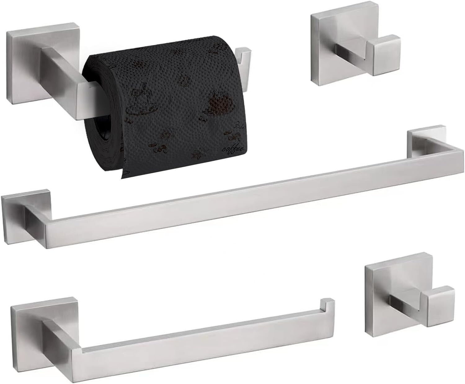 Premium SUS 304 Stainless Steel Bathroom Accessories Set 5-Piece - Easy Install