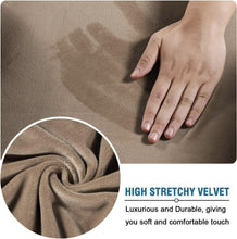 Load image into Gallery viewer, Stylish Camel Velvet Chair Cover Set - 2 Piece Slipcover for Everyday Protection