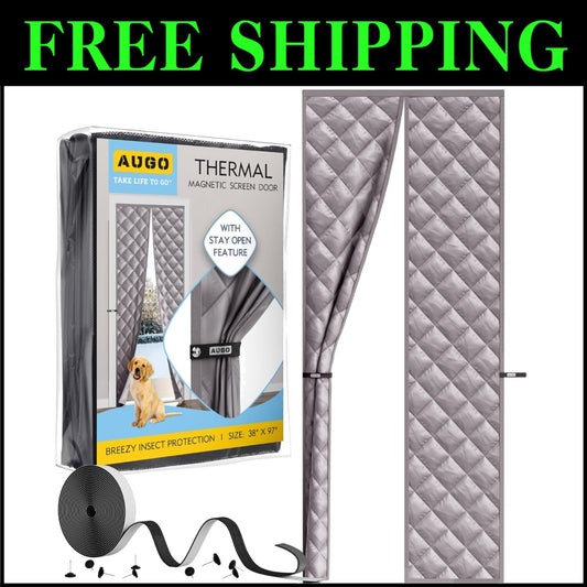 Thermal Oxford Fabric Door Cover - Energy-Saving Magnetic Insulation (38" x 97")