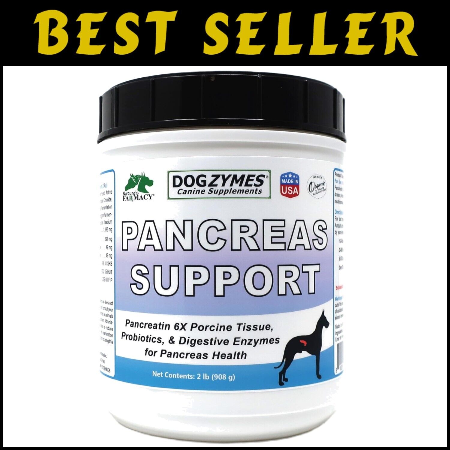 Affordable Quality Pancreas Support Powder for Dogs - 2 Pounds, USA Made