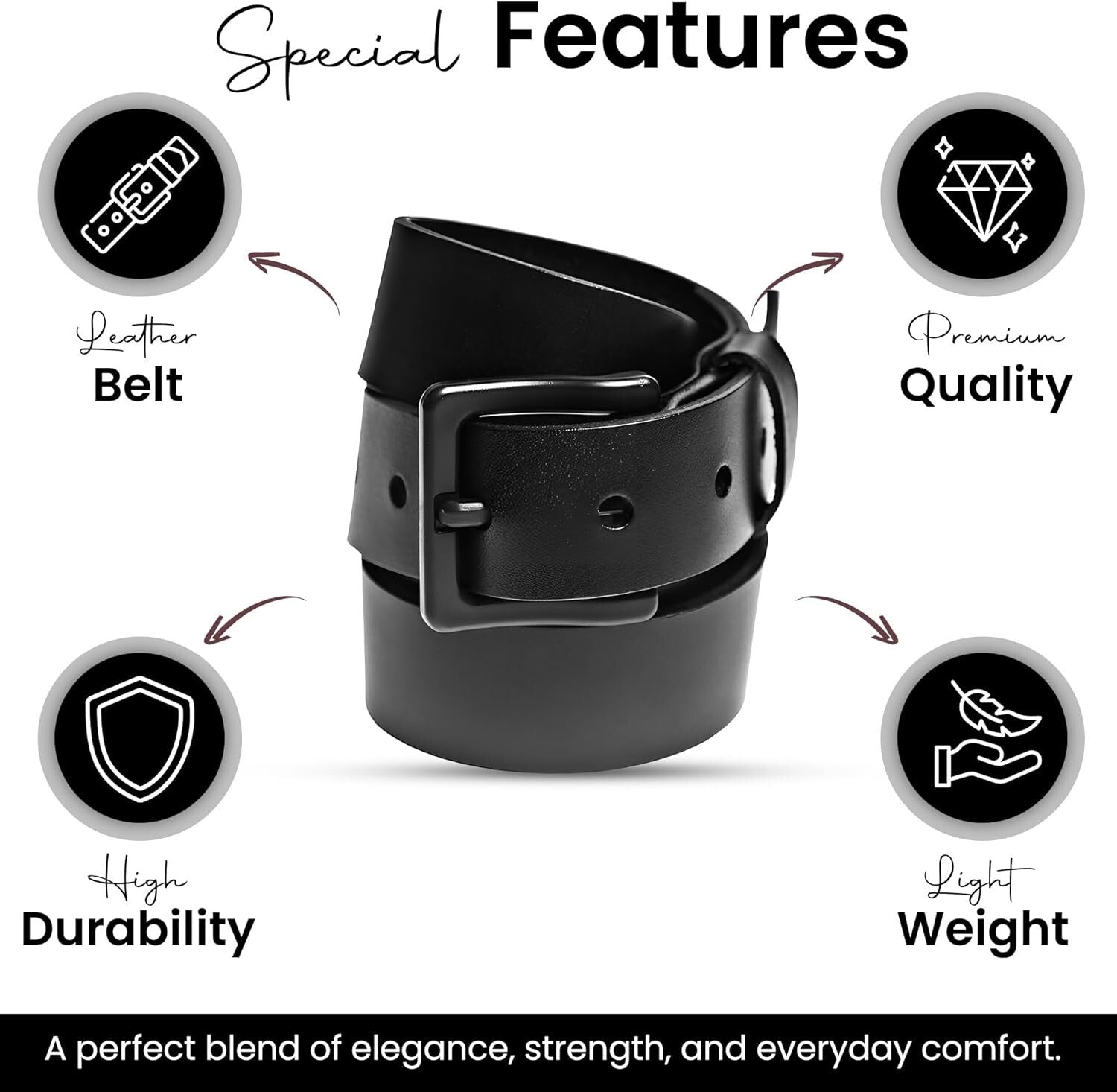 Fashionable 1 3/8” Metal-Free Leather Belt for Travel & Work – Black & Brown