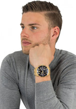 Load image into Gallery viewer, 200m Water Resistant Diver's Chronograph Watch with Blue Dial &amp; Gold Tone Band