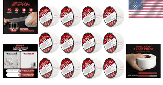 12Pcs 1.97-inch Fiberglass Drywall Mesh Patch Tape - Durable & Repositionable