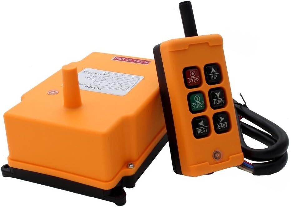 Wireless Crane Remote Control – Robust 6-Key Push Button Switch for Heavy Duty