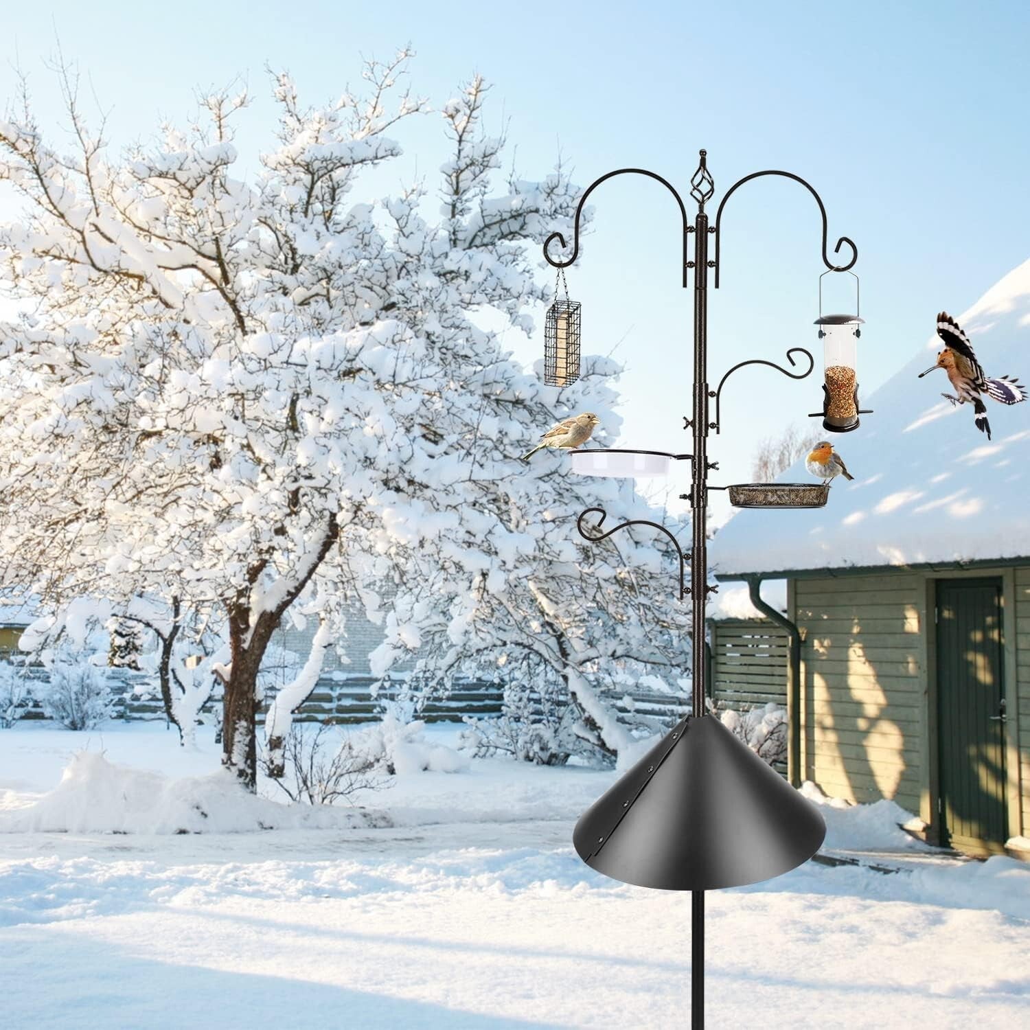 Multi-Functional 91-Inch Bird Feeder Station Kit with Adjustable Hooks & Trays