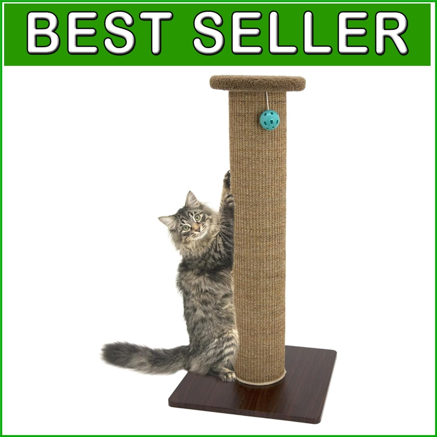 Compact 32" Tall Sisal Scratcher Post with Stable Base for Active Cats
