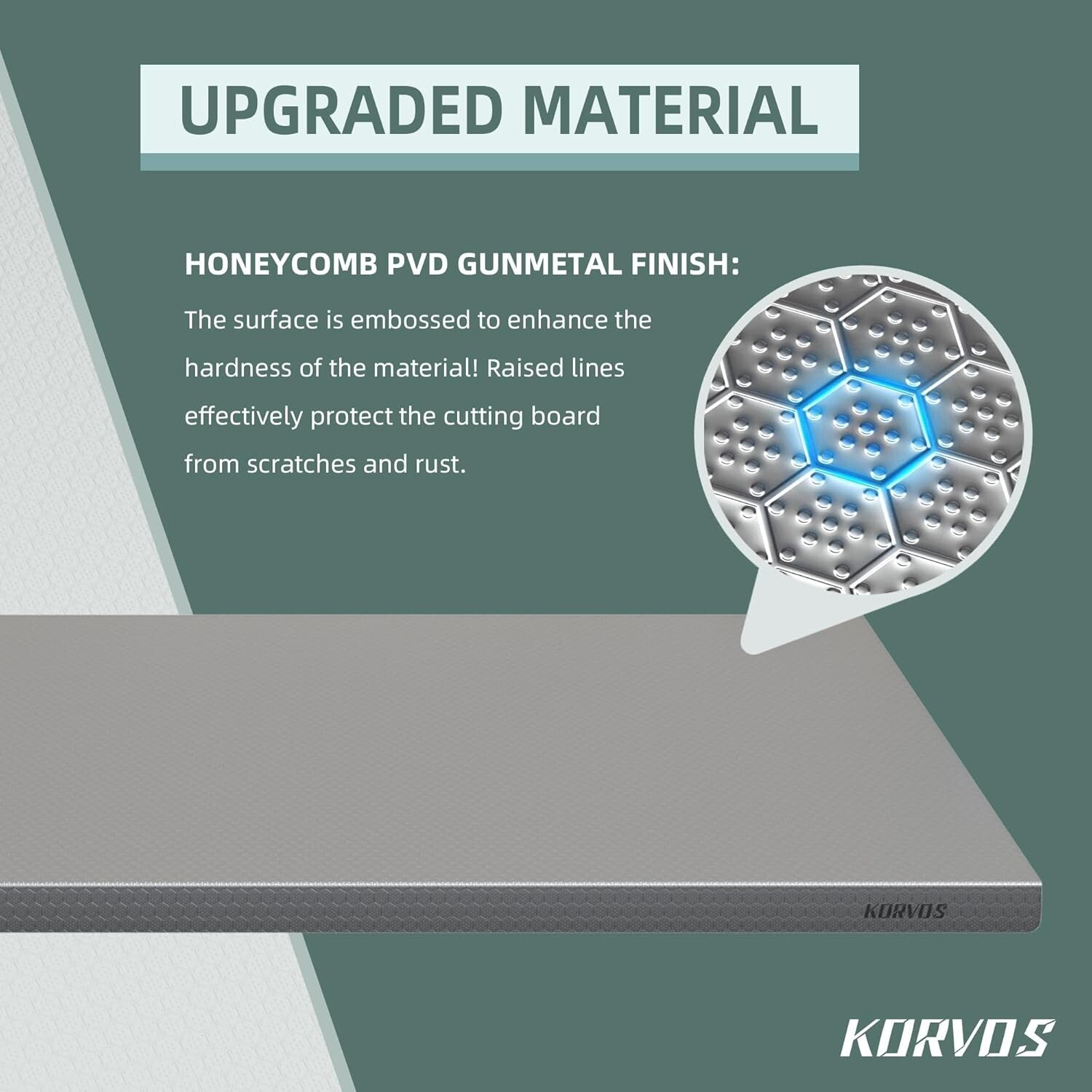 Large 23.62" x 19.68" 304 Stainless Steel Cutting Board - Heavy Duty & Non-Slip
