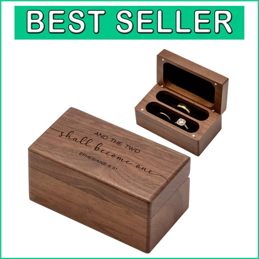 Engraved Walnut Ring Box - A Rustic Storage for Wedding and Engagement Rings