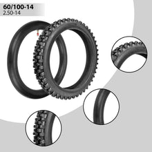 Load image into Gallery viewer, Heavy-Duty 60/100-14 + 80/100-12 Tires &amp; Inner Tubes for Smooth Motocross Rides