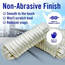 Load image into Gallery viewer, Shock Absorbent 3/8" Double Braided Dock Lines - 15ft Essential for Boats