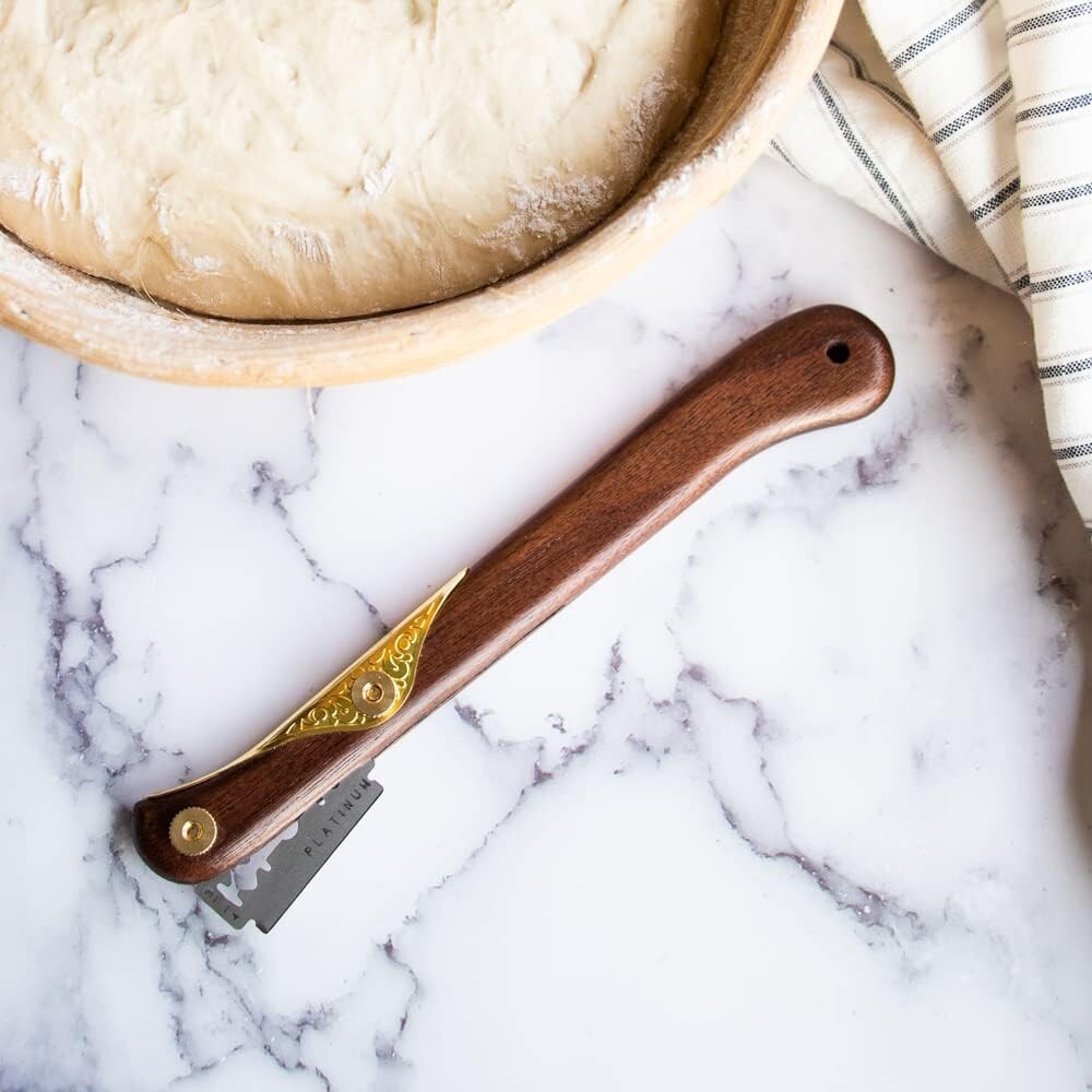 Elegant Walnut Bread Lame with Alloy Steel Blade & Precision Cut Razors