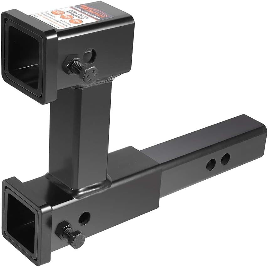2" Dual Hitch Receiver Extender - Max 4000 lbs Capacity for Bike and Cargo Racks