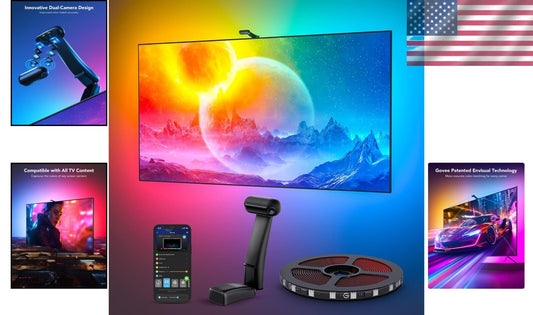 Dynamic 16.4ft TV LED Backlight with RGBIC and Dual Cameras for Festive Viewing