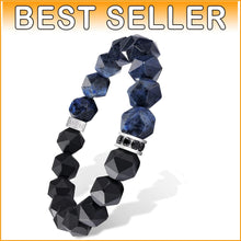 Load image into Gallery viewer, Men's Protection Bracelet: 10mm Gemstones with Sterling Silver Centerpiece