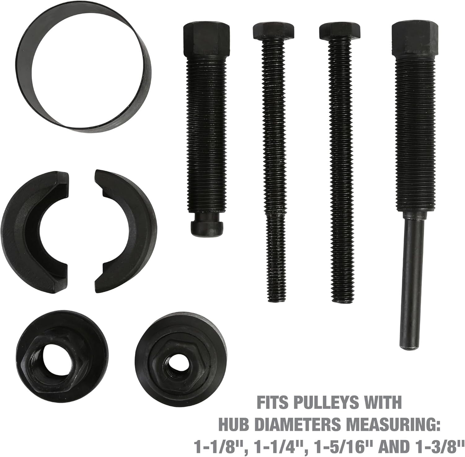 Compact Power Steering Pulley Puller Set with Steel Tools - For Most Vehicles