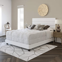 Load image into Gallery viewer, Contemporary Full Size Platform Bed Frame with Faux Leather Headboard - White