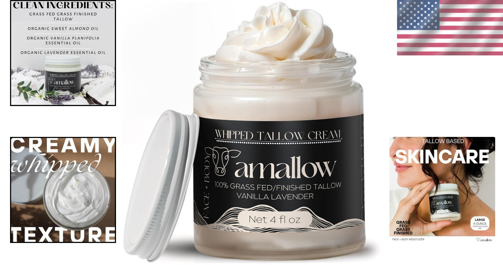 Luxurious 4 FL. oz. Vanilla Lavender Beef Tallow Lotion for Sensitive Skin