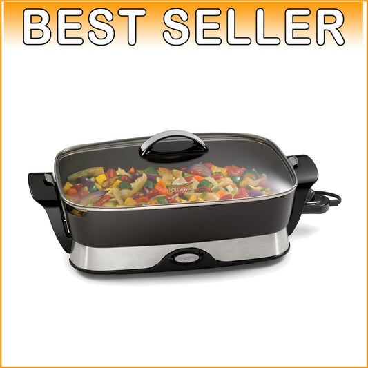 Ceramic Nonstick 16-Inch Foldaway Skillet with Temperature Control and Glass Lid