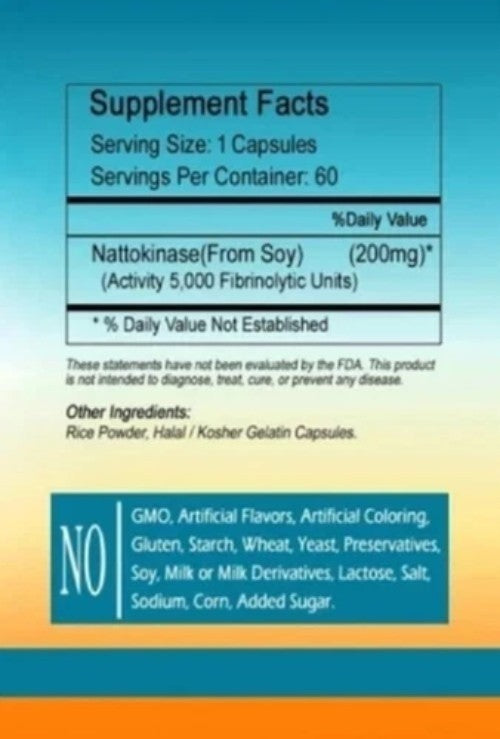 Nattokinase Natto 5000 FU Premium Quality 60 Capsules Free Ship US Sunlight